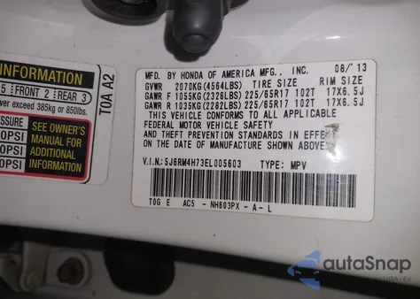 2014 Honda Cr-V Ex-L from USA, damaged, VIN 5J6RM4H73EL005603